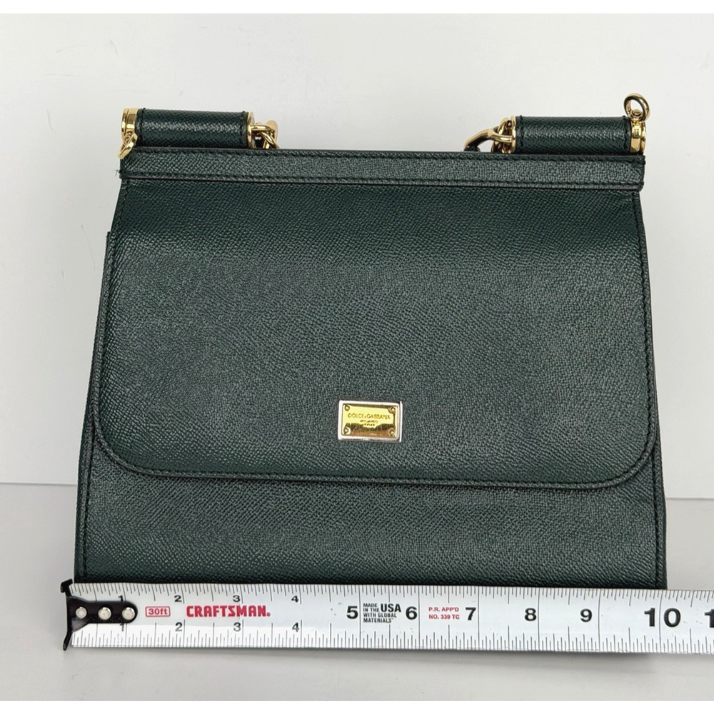 Dolce & Gabbana Sicily Handbag Medium in Green Dauphine Calfskin Leather S14 - Picture 9 of 16